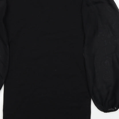 Love Womens Black Polyester A-Line Size S Round Neck Pullover - Size S-M