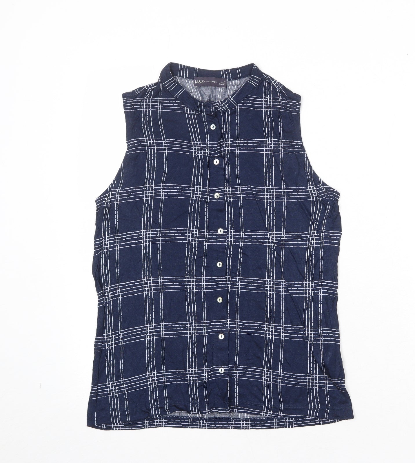 Womens UK Size 10 Marks and Spencer Blue Basic Button-Up
