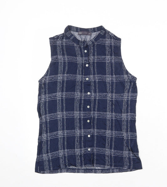 Womens UK Size 10 Marks and Spencer Blue Basic Button-Up