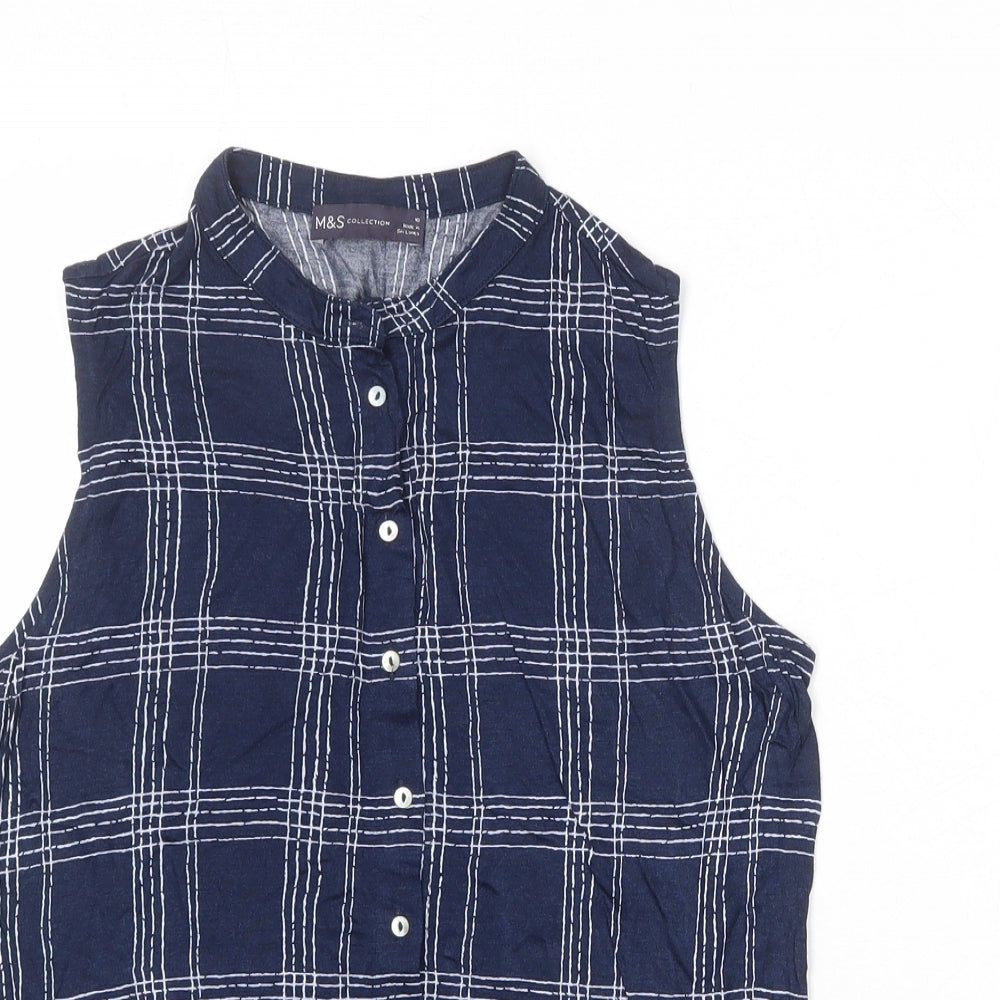 Womens UK Size 10 Marks and Spencer Blue Basic Button-Up