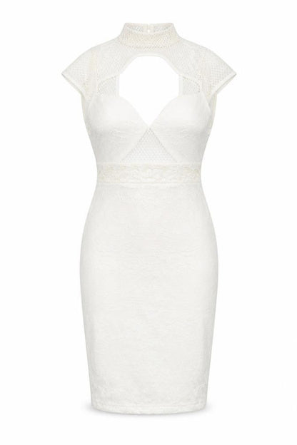 Missguided Womens Ivory Polyamide Bodycon Size 4 Mock Neck Zip