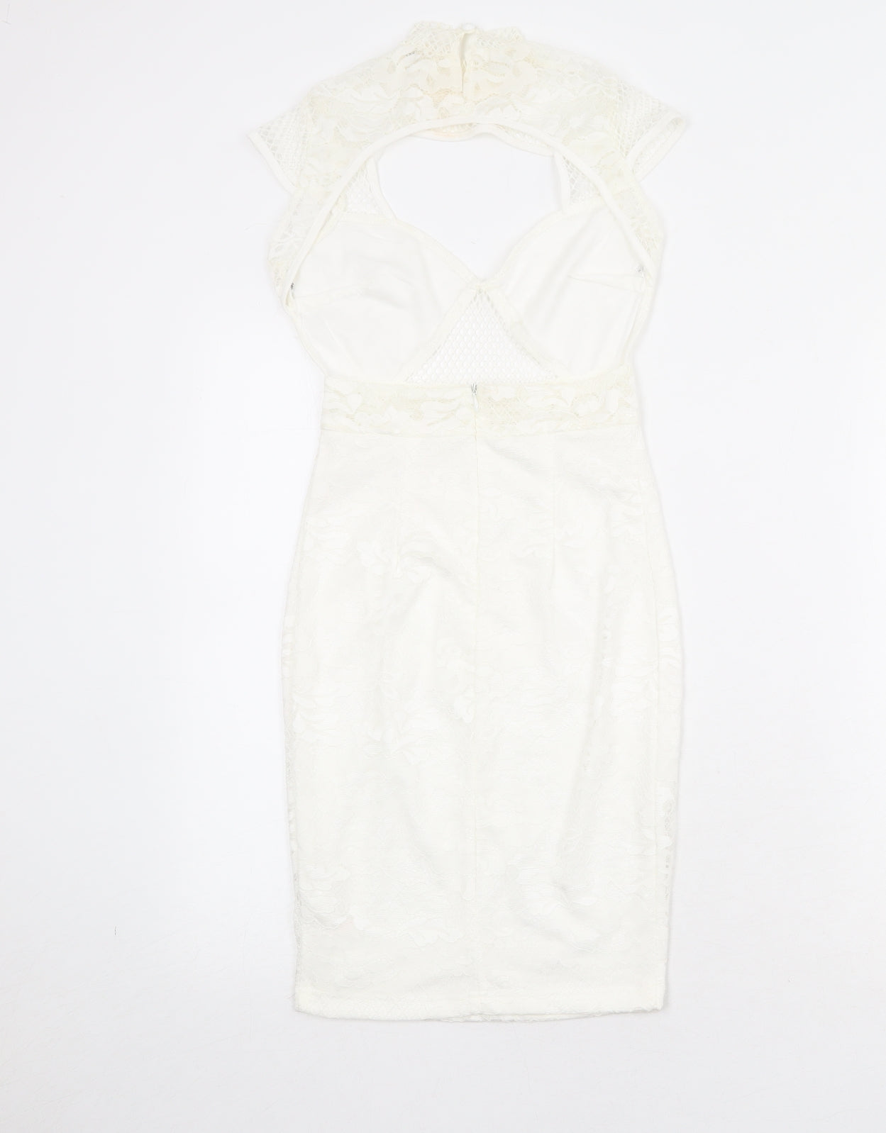 Missguided Womens Ivory Polyamide Bodycon Size 4 Mock Neck Zip