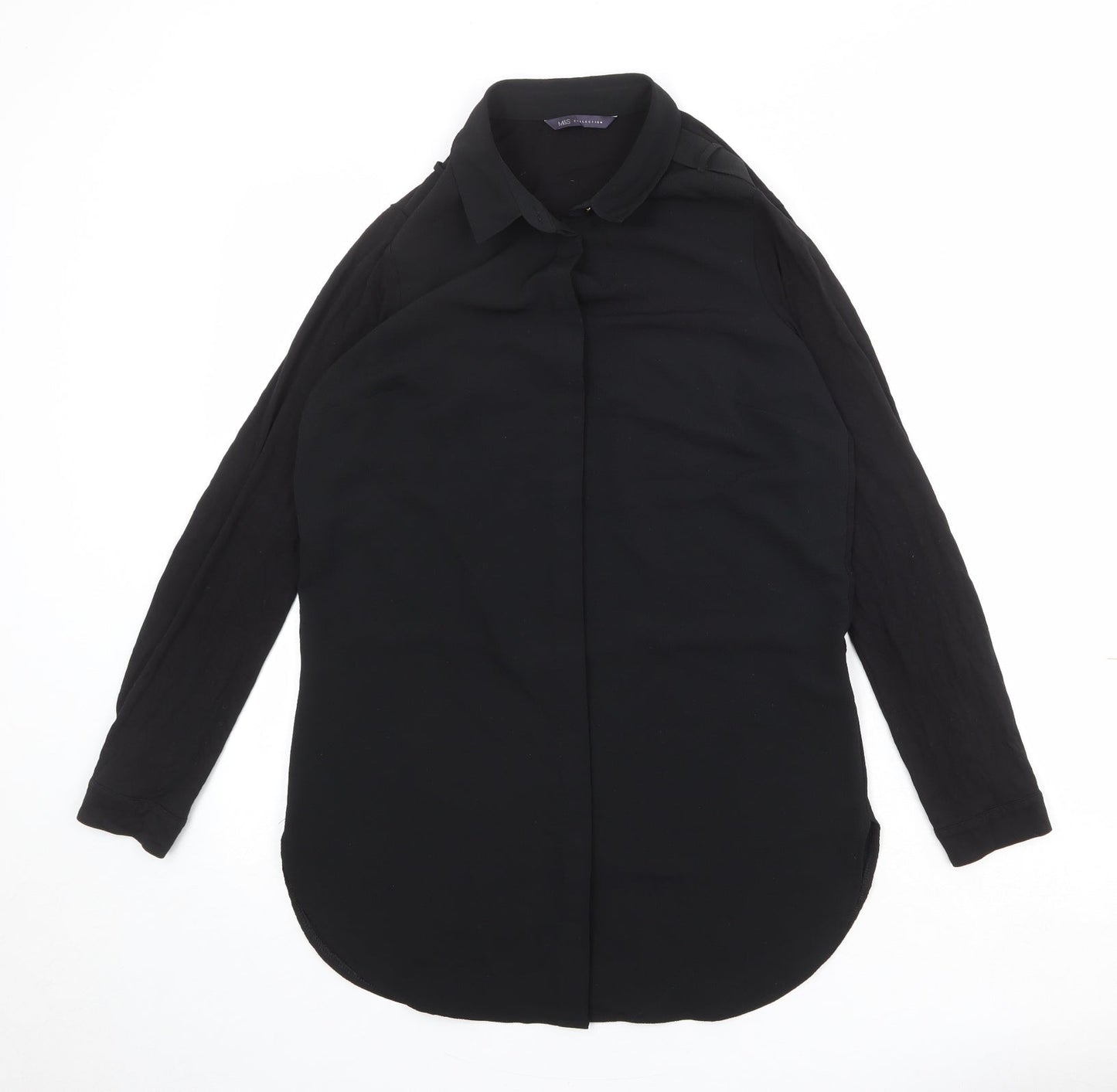 Womens UK Size 10 Marks and Spencer Black Basic Button-Up