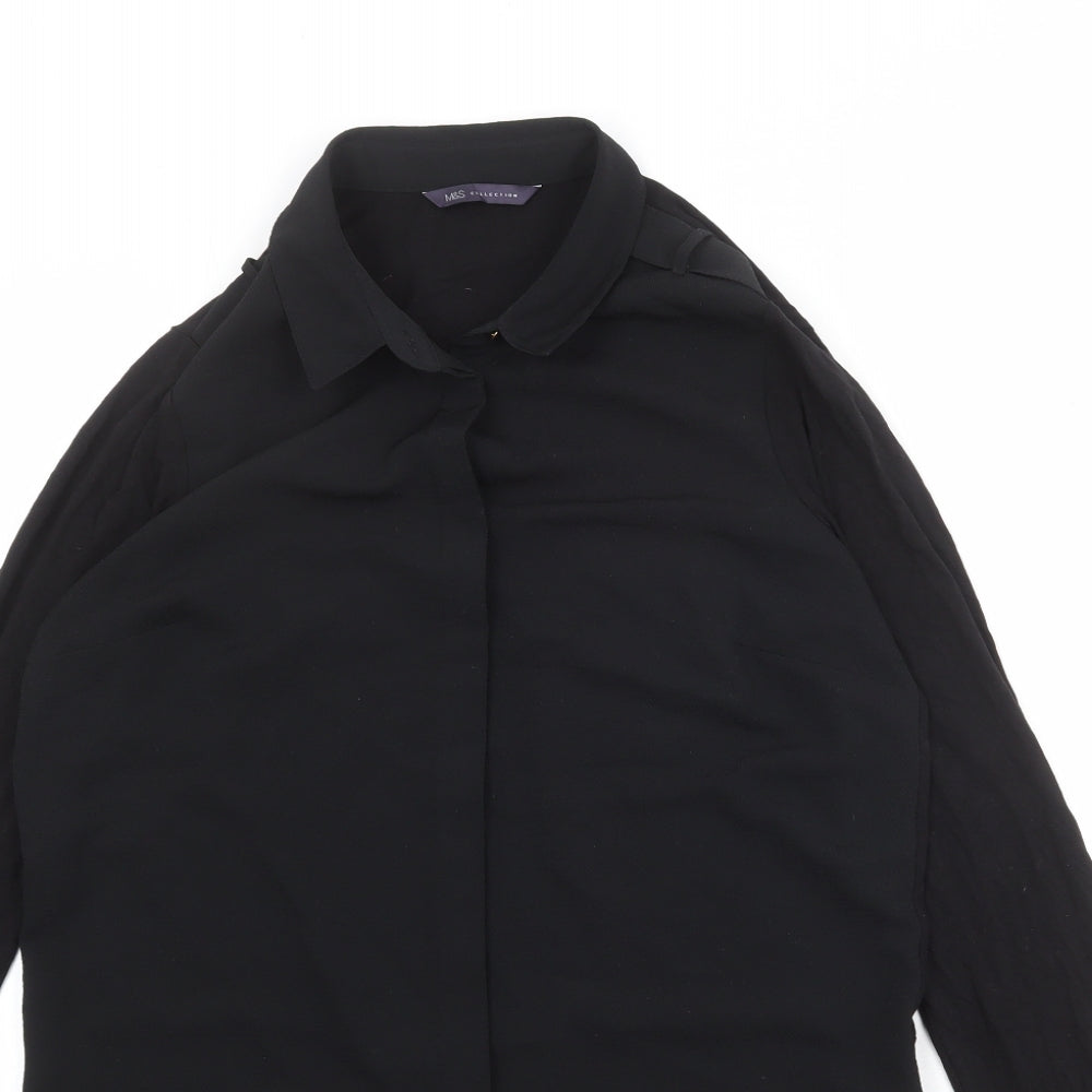 Womens UK Size 10 Marks and Spencer Black Basic Button-Up