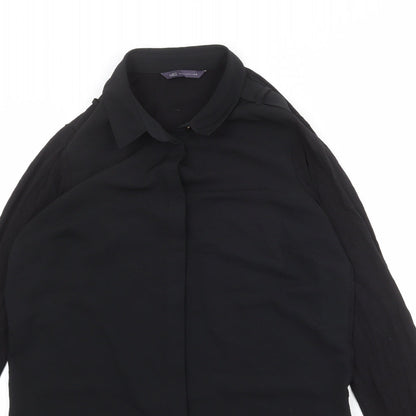 Womens UK Size 10 Marks and Spencer Black Basic Button-Up