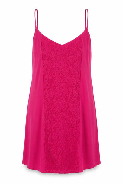 French Connection Womens Pink Polyamide Slip Dress Size 14 V-Neck Pullover - Lace Detail