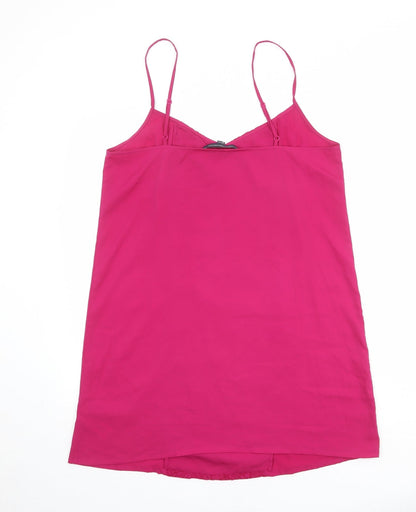 French Connection Womens Pink Polyamide Slip Dress Size 14 V-Neck Pullover - Lace Detail