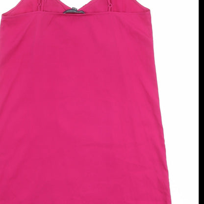 French Connection Womens Pink Polyamide Slip Dress Size 14 V-Neck Pullover - Lace Detail