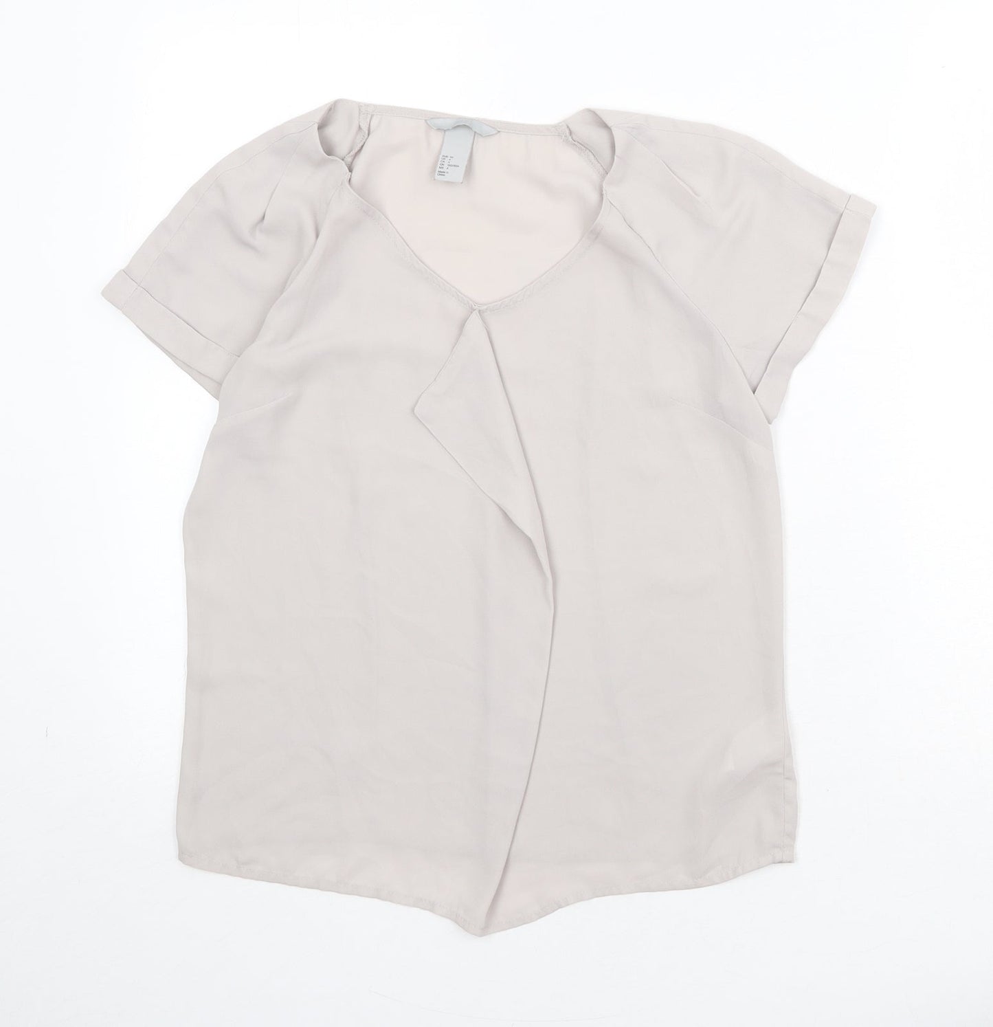 Womens UK Size 8 H&M Beige Basic Blouse