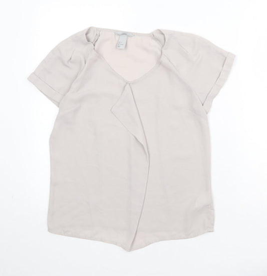 Womens UK Size 8 H&M Beige Basic Blouse