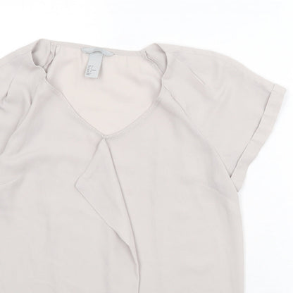 Womens UK Size 8 H&M Beige Basic Blouse
