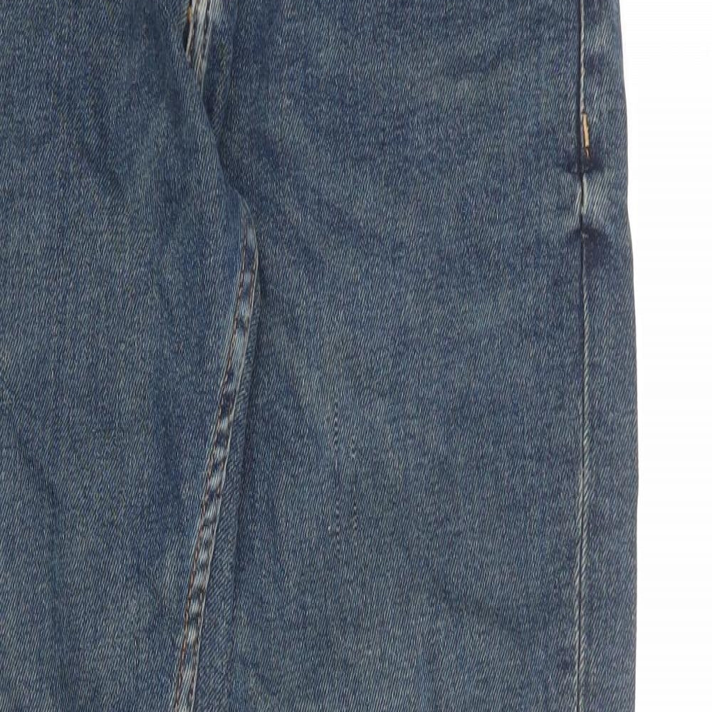 Zara Mens Blue Cotton Straight Jeans Size 30 in Regular Zip