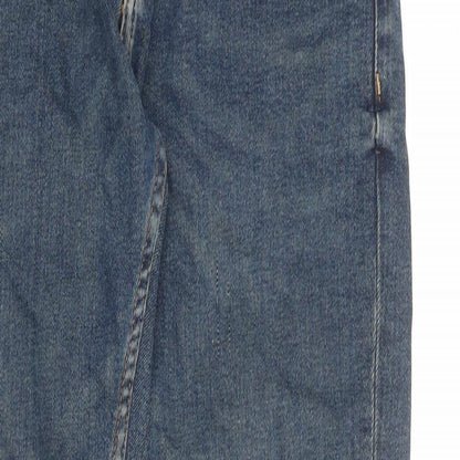 Zara Mens Blue Cotton Straight Jeans Size 30 in Regular Zip