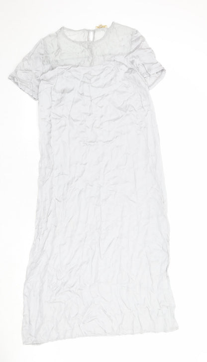 Vanessa Womens Grey Viscose A-Line Size M Boat Neck Button