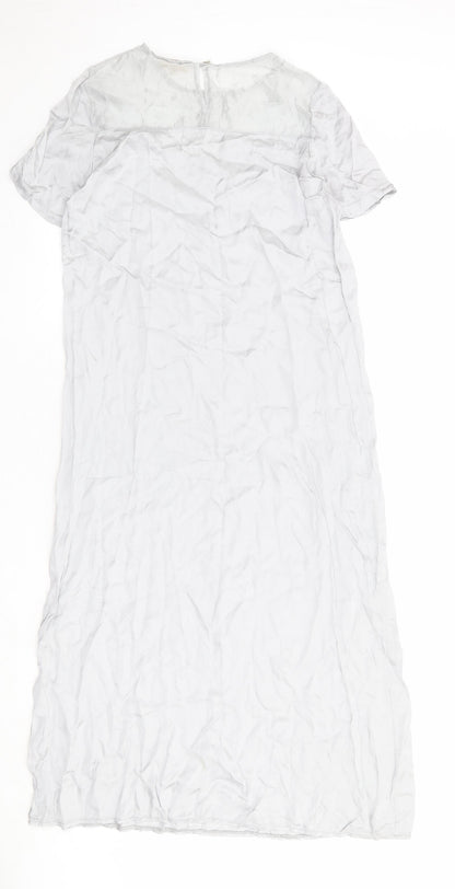 Vanessa Womens Grey Viscose A-Line Size M Boat Neck Button
