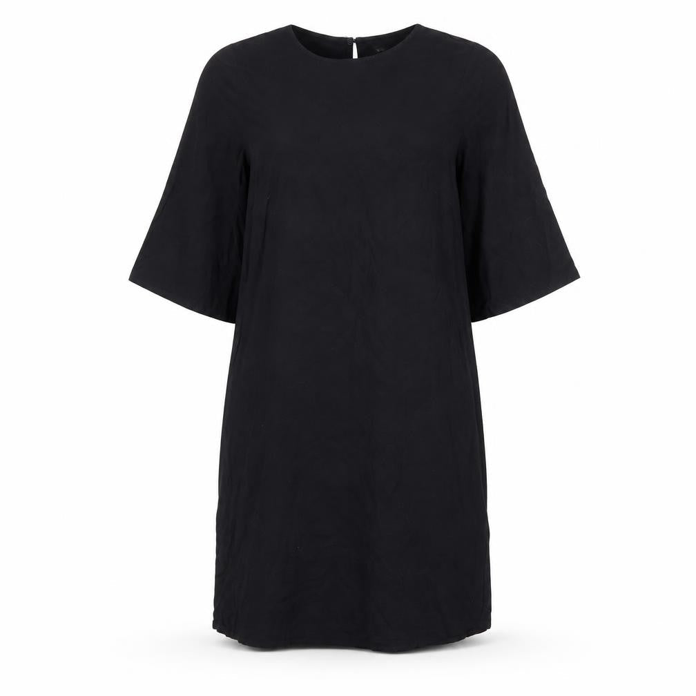 H&M Womens Black Viscose Shift Size 10 Boat Neck Button