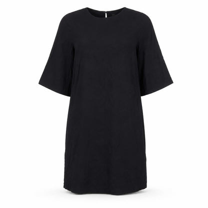 H&M Womens Black Viscose Shift Size 10 Boat Neck Button