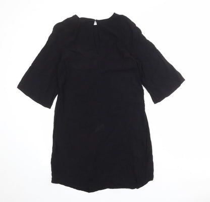 H&M Womens Black Viscose Shift Size 10 Boat Neck Button