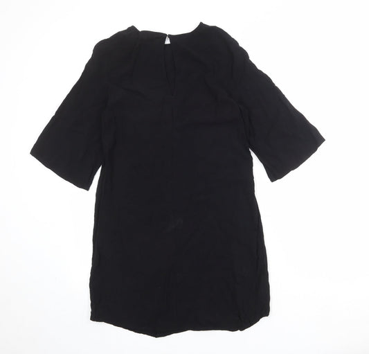 H&M Womens Black Viscose Shift Size 10 Boat Neck Button