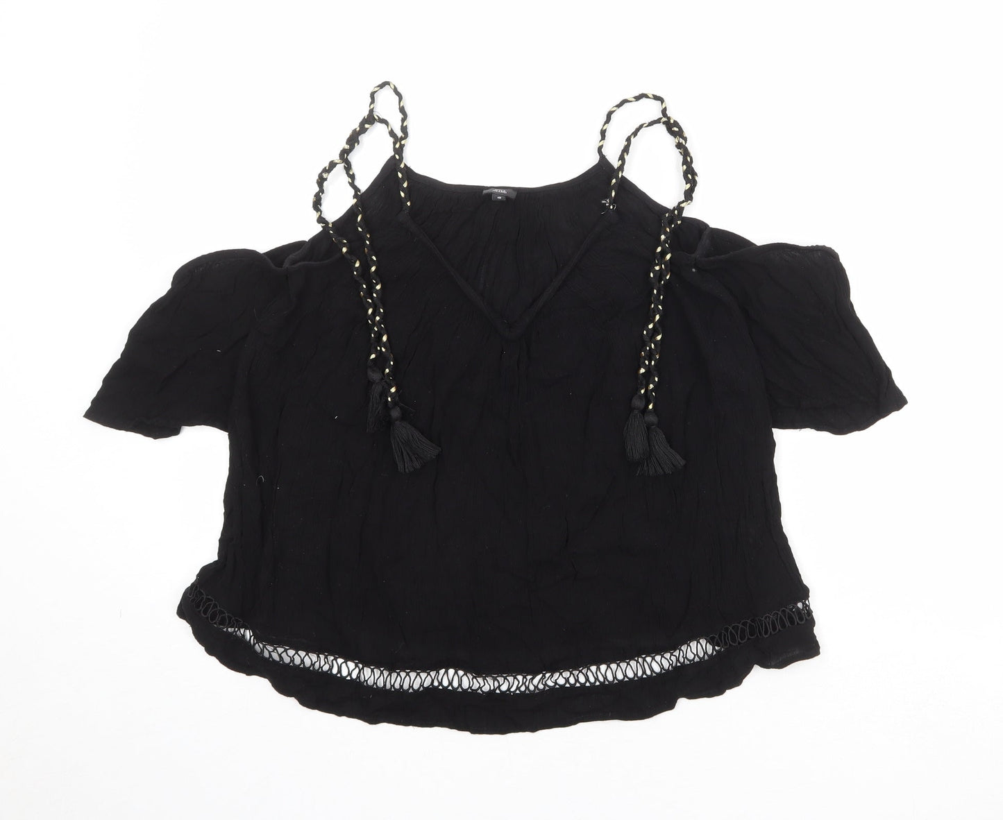 Womens UK Size 10 River Island Black Basic Blouse