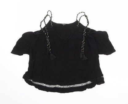 Womens UK Size 10 River Island Black Basic Blouse