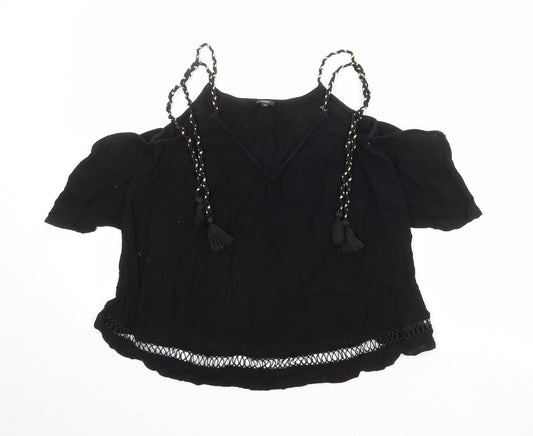 Womens UK Size 10 River Island Black Basic Blouse