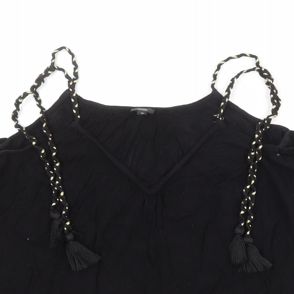 Womens UK Size 10 River Island Black Basic Blouse