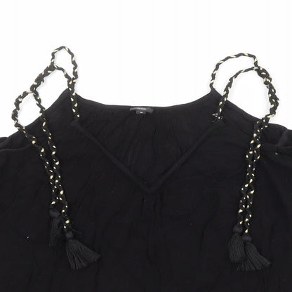 Womens UK Size 10 River Island Black Basic Blouse