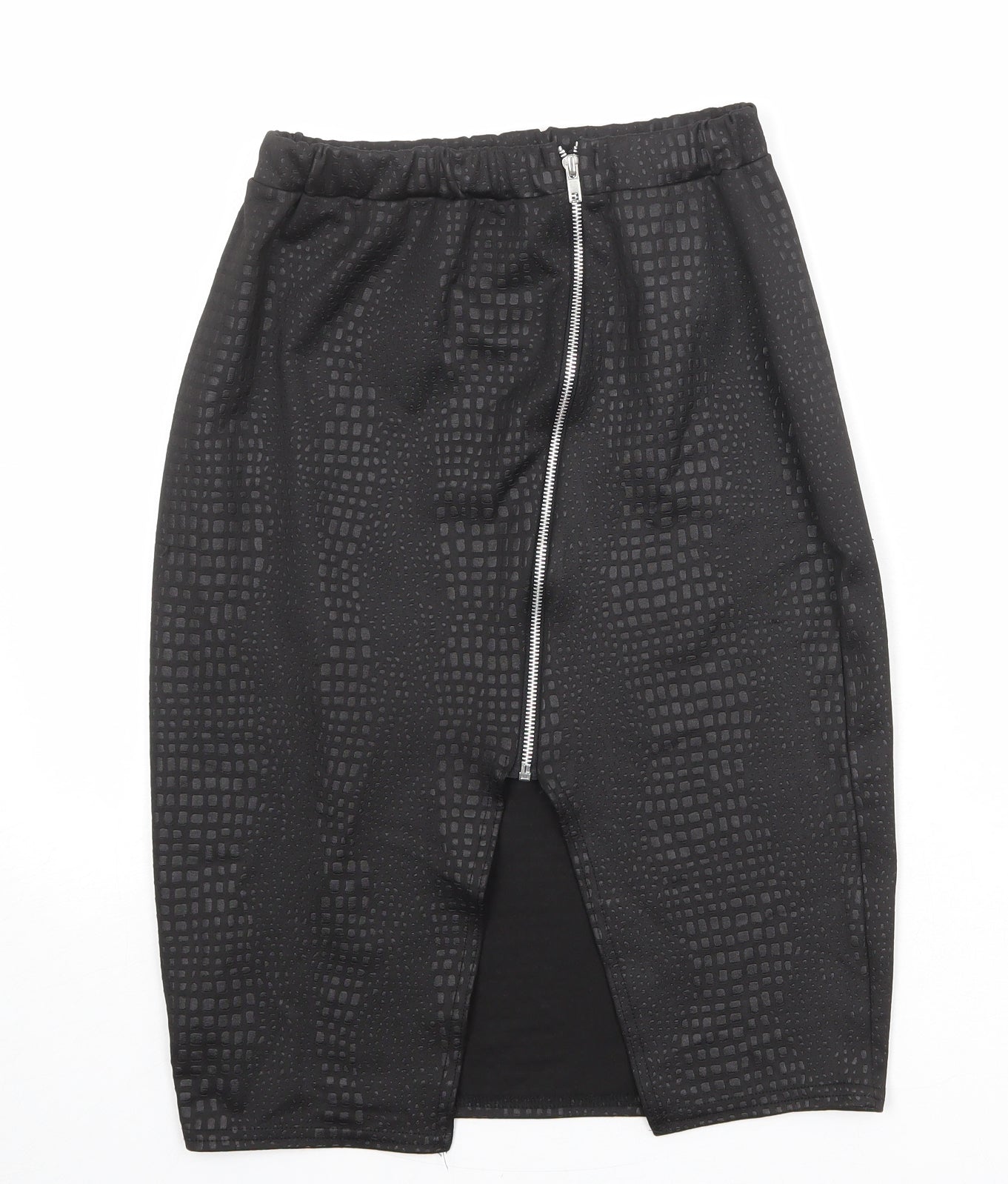 Chique Clothes Womens Black Geometric Polyester Straight & Pencil Skirt Size 10 Zip