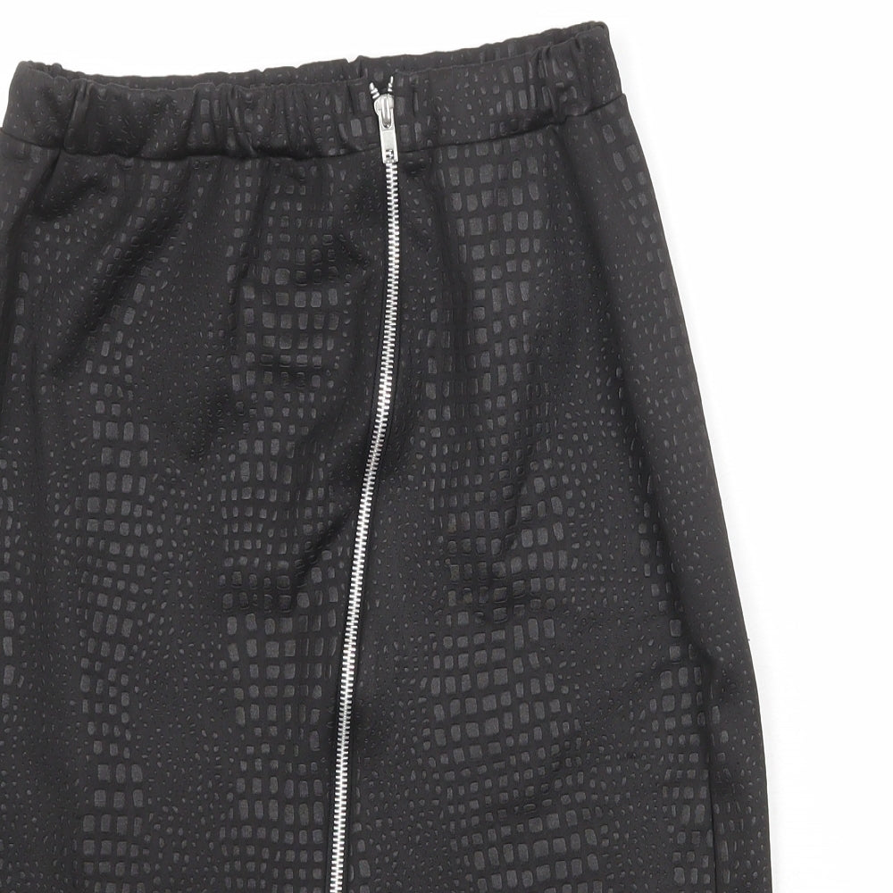 Chique Clothes Womens Black Geometric Polyester Straight & Pencil Skirt Size 10 Zip