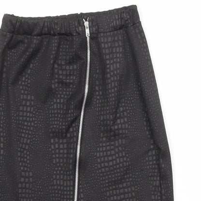 Chique Clothes Womens Black Geometric Polyester Straight & Pencil Skirt Size 10 Zip
