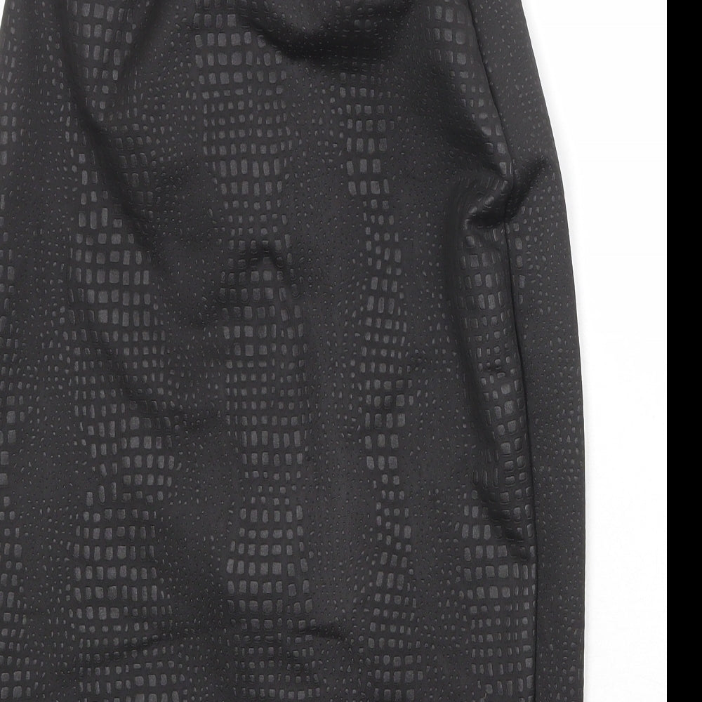 Chique Clothes Womens Black Geometric Polyester Straight & Pencil Skirt Size 10 Zip