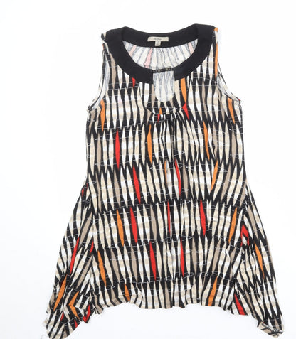 En Garde Womens Multicoloured Geometric Viscose A-Line Size 12 Round Neck Pullover