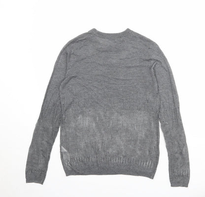 Zara Womens Grey Round Neck Polyester Pullover Jumper Size S
