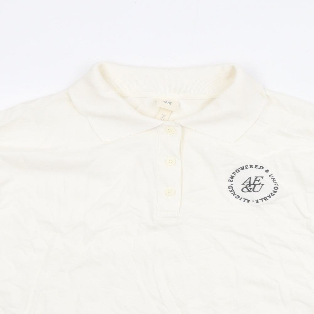 Womens UK Size L H&M Ivory Basic Polo