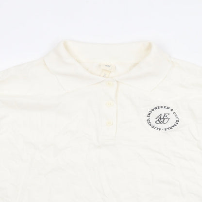 Womens UK Size L H&M Ivory Basic Polo