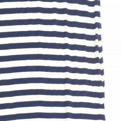 Oasis Womens Blue Striped Viscose A-Line Size S V-Neck Pullover