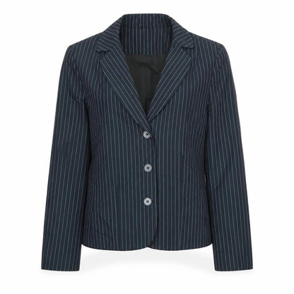 Angie Womens Blue Striped Jacket Blazer Size 14 Buckle