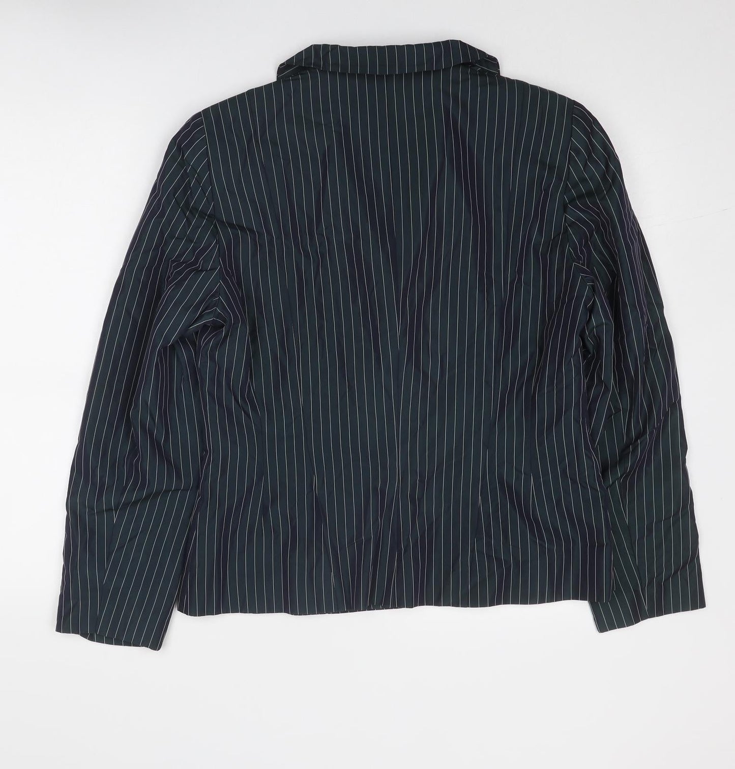 Angie Womens Blue Striped Jacket Blazer Size 14 Buckle