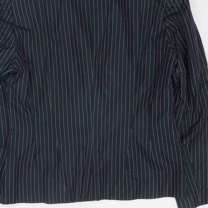 Angie Womens Blue Striped Jacket Blazer Size 14 Buckle