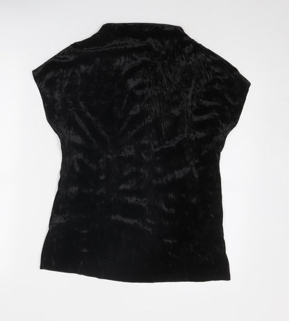 Wi & Co Womens Black Polyester Basic Blouse Size S High Neck