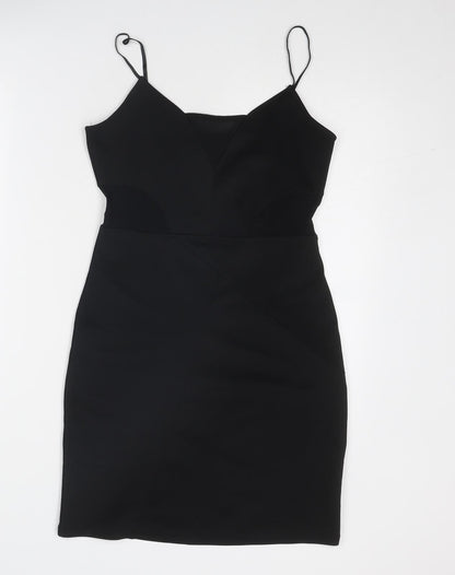 H&M Womens Black Polyester Mini Size 10 V-Neck Pullover