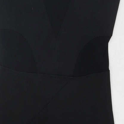 H&M Womens Black Polyester Mini Size 10 V-Neck Pullover