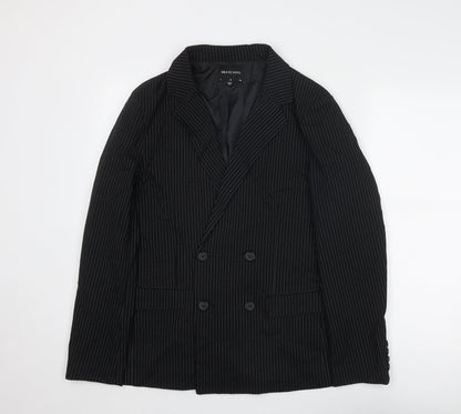 Brave Soul Womens Black Pinstripe Viscose Jacket Suit Jacket Size 10