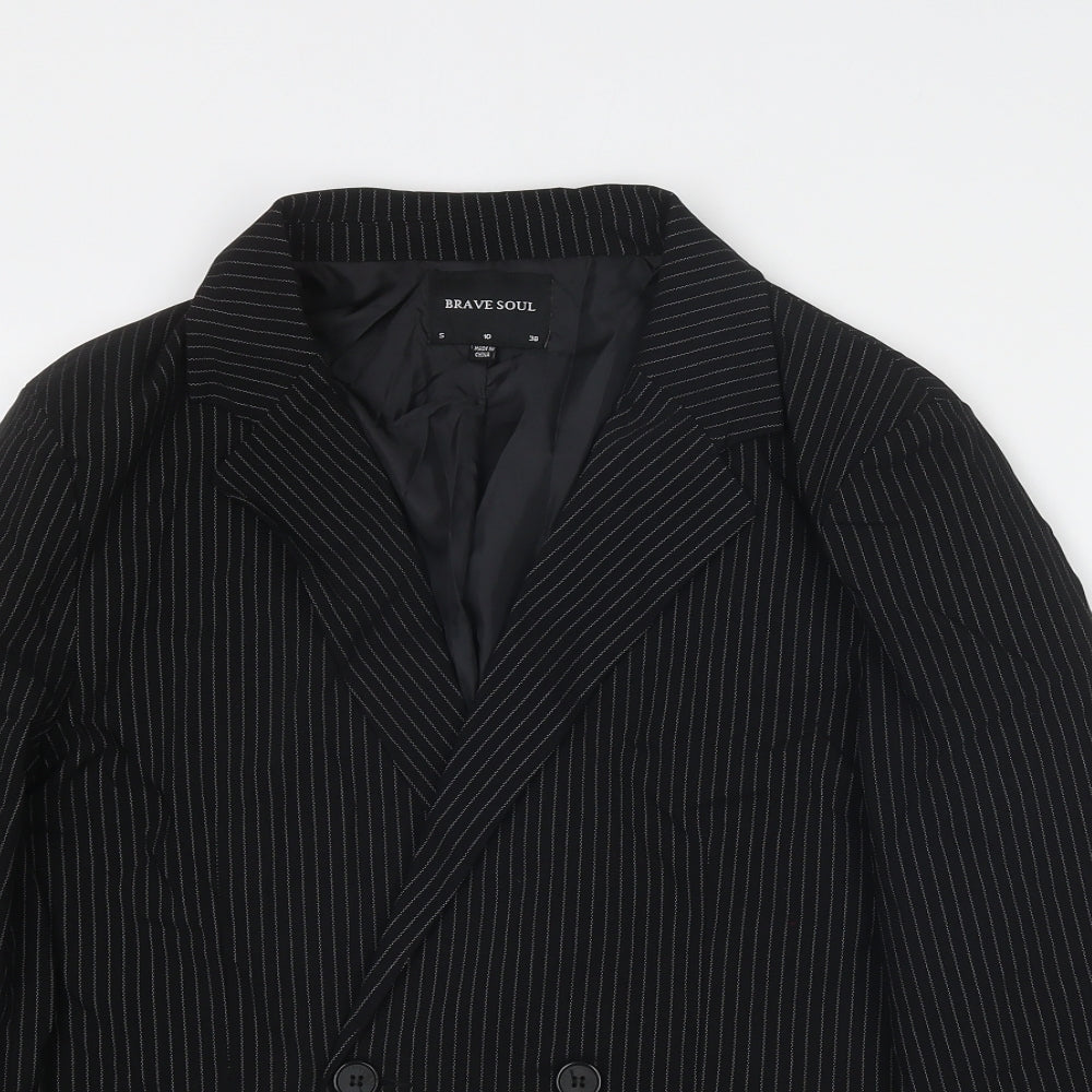 Brave Soul Womens Black Pinstripe Viscose Jacket Suit Jacket Size 10