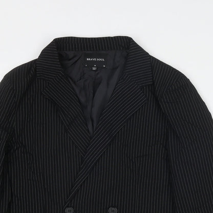 Brave Soul Womens Black Pinstripe Viscose Jacket Suit Jacket Size 10