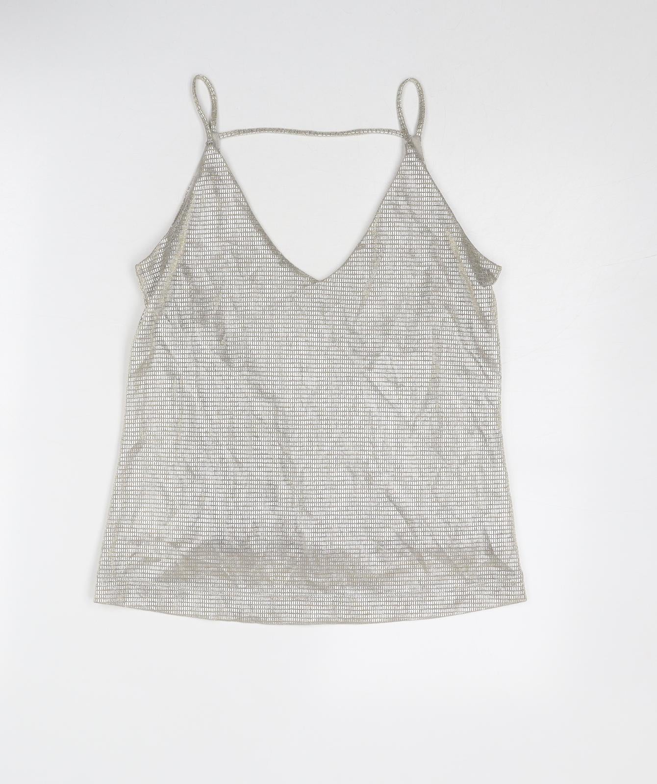 Womens UK Size XS Saint Tropez Clothing Silver Basic Tank