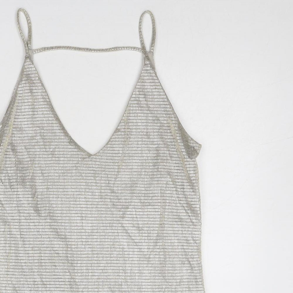 Womens UK Size XS Saint Tropez Clothing Silver Basic Tank