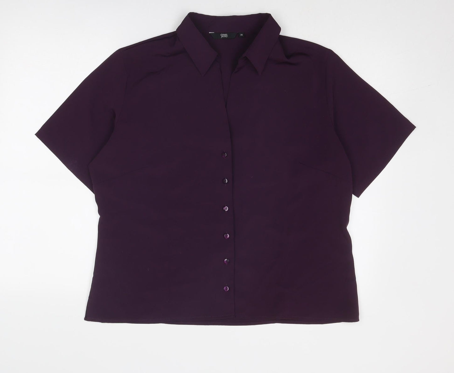 Womens UK Size 20 Simon Jersey Purple Basic Button-Up