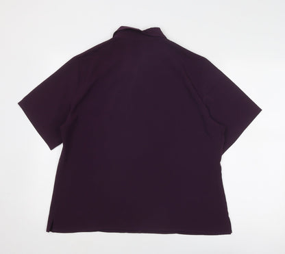 Womens UK Size 20 Simon Jersey Purple Basic Button-Up